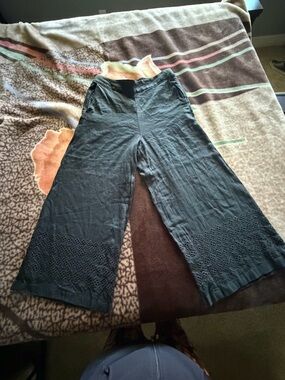 Club Monaco Black Wide-Leg Pants with Eyelet Hem